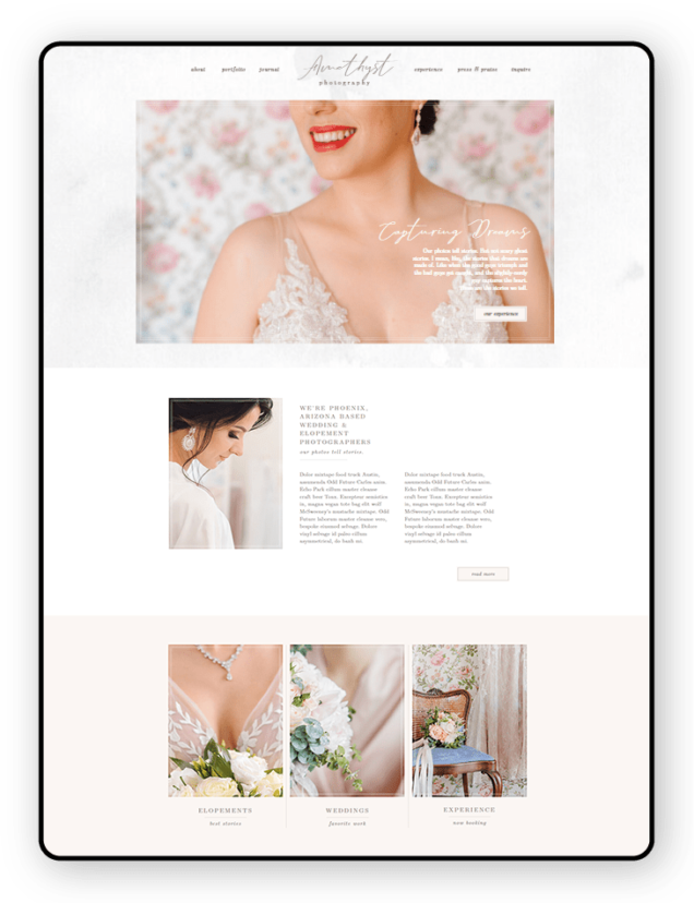 Amethyst Website Template Tablet Amethyst - Website Template view on Tablet